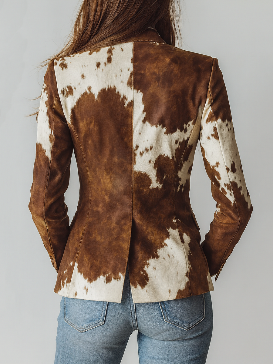 Vintage Cow Skin Printted Eco-friendly Suede Blazer | Harry & Kate London
