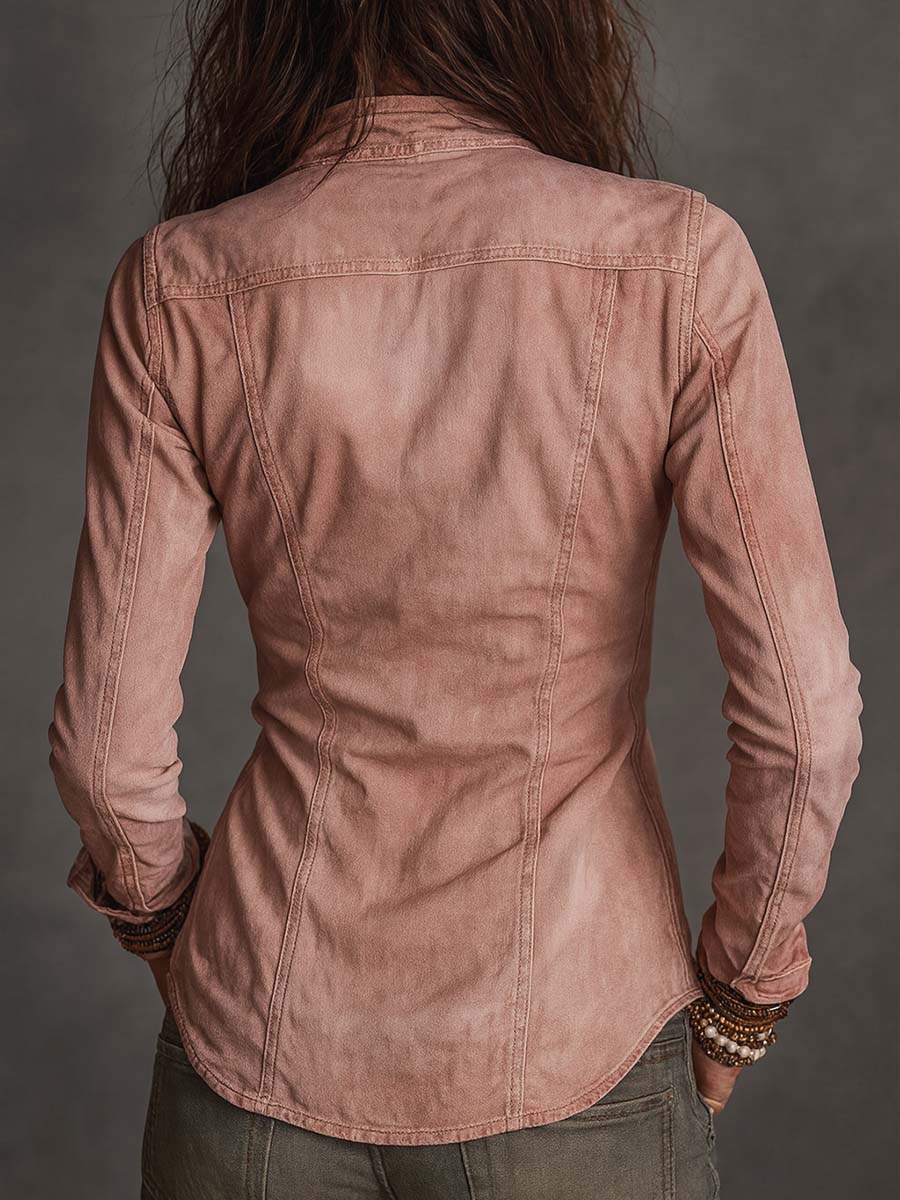 Vintage Zip-up Distressed Denim Shirt | Harry & Kate London
