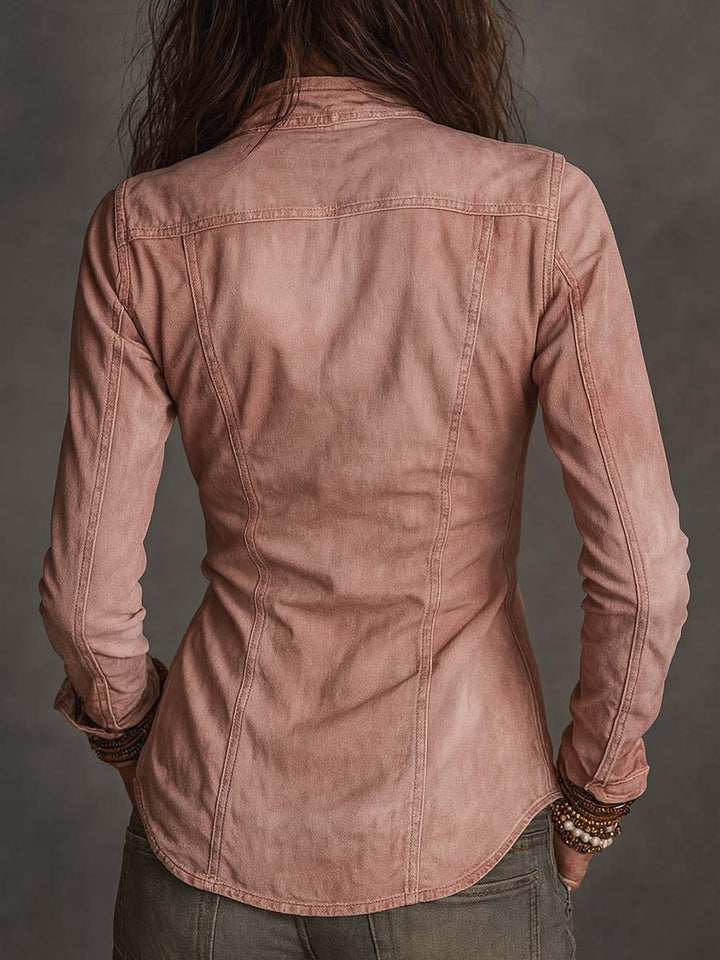Vintage Zip-up Distressed Denim Shirt | Harry & Kate London