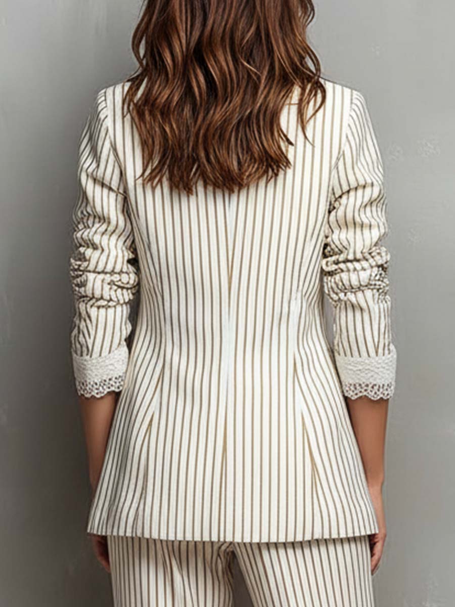 Vintage Striped Lace Short-sleeved Blazer | Harry & Kate London