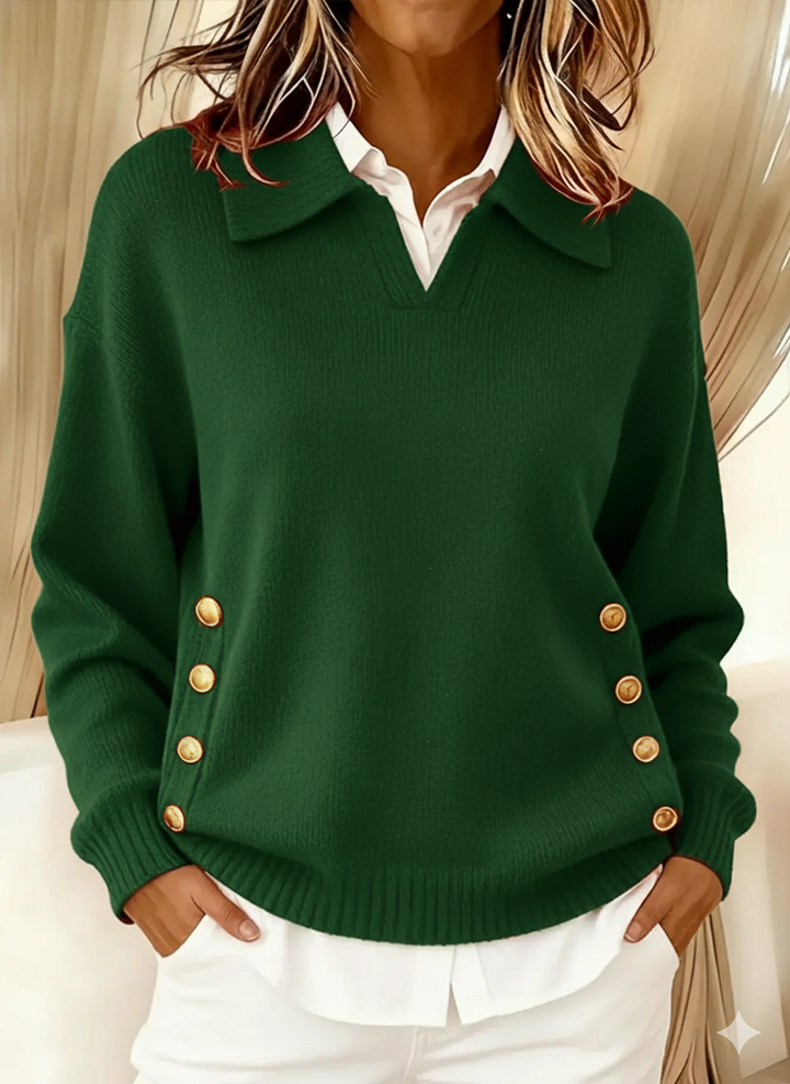 Vynette™ | Women's Collared V-Neck Polo Sweater