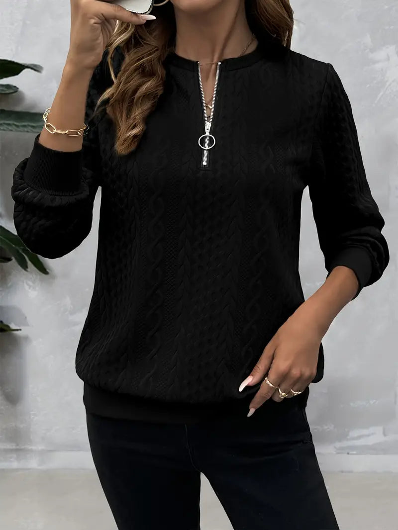 Zoe Elegant Zip-Up Sweater For Comfort And Style — alternate view