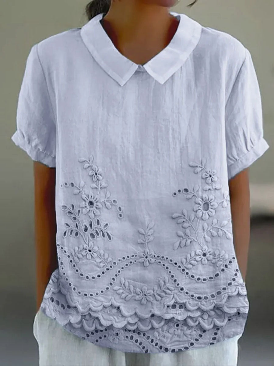 Lily Floral Embroidered Shirt — back view