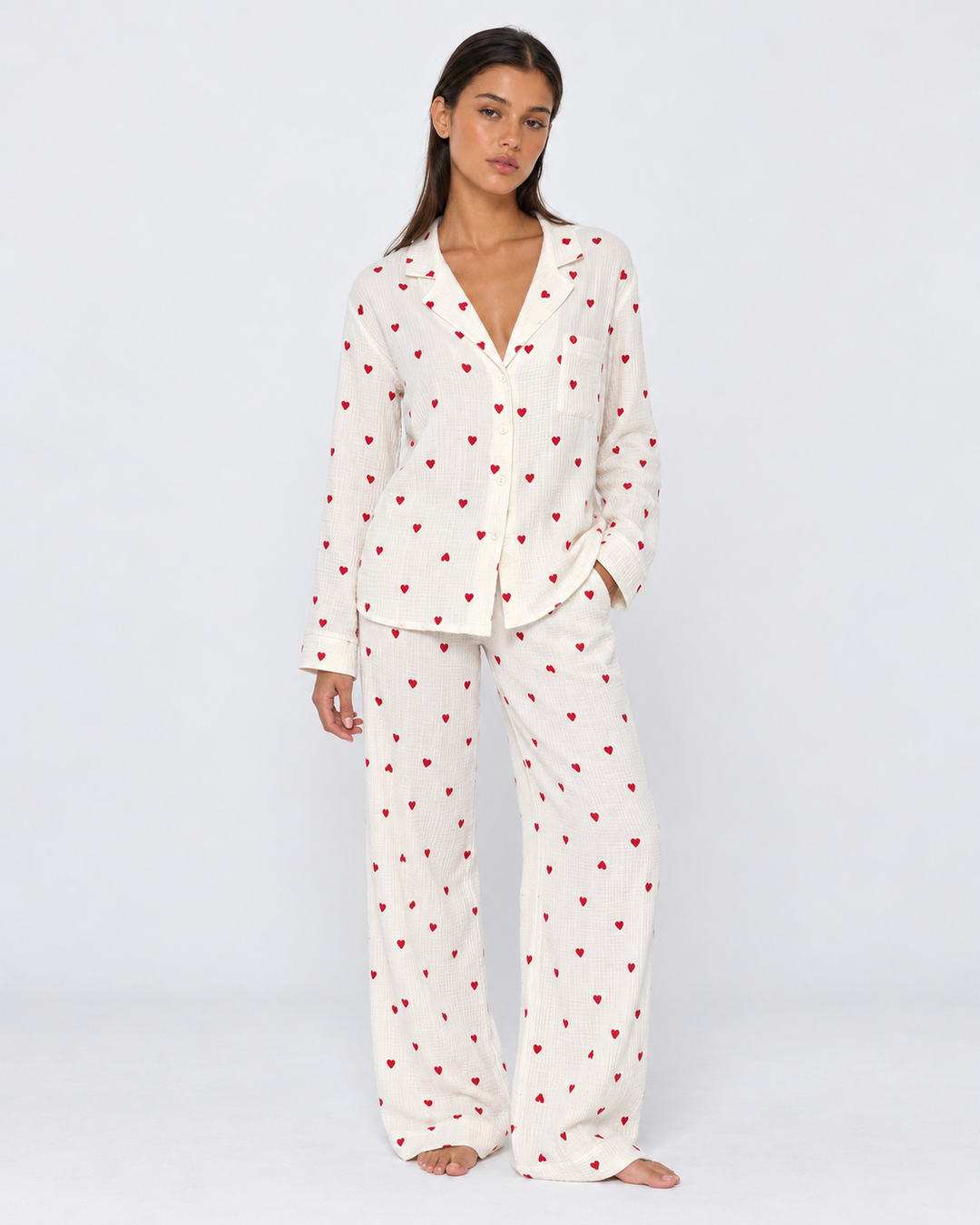 Love You More PJ Set — women's two-piece set, front view