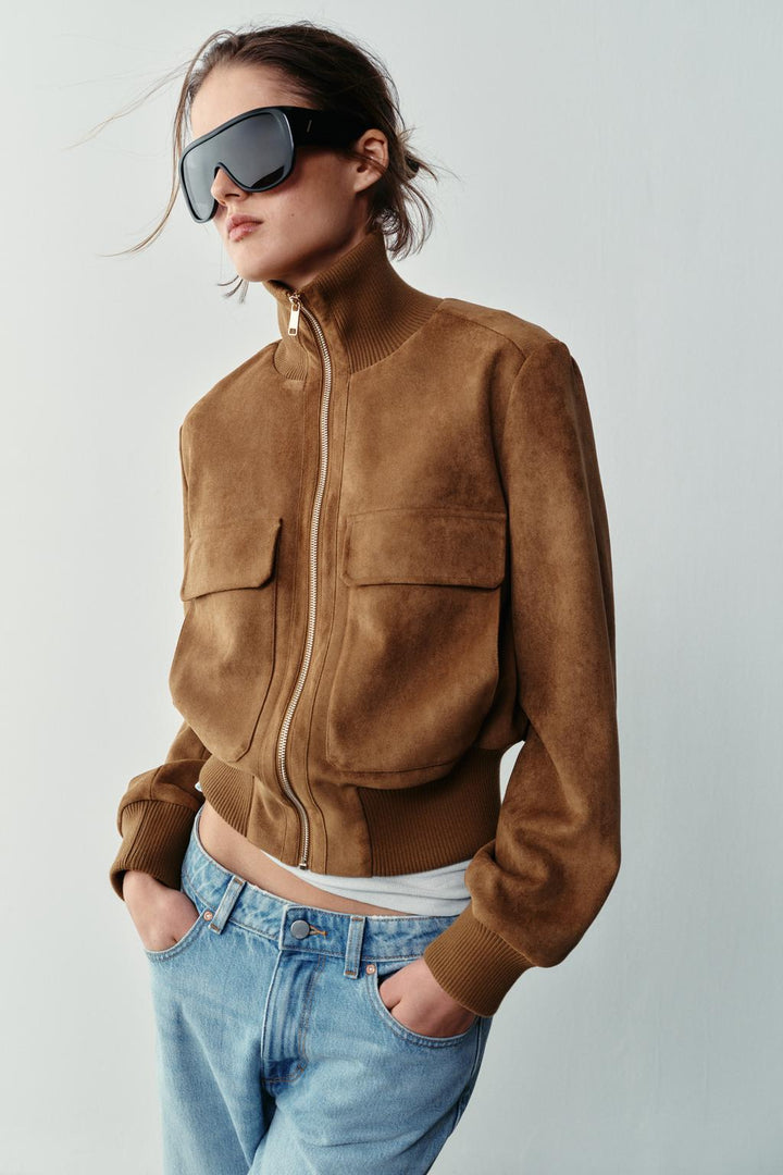 Mae Suede Bomber Jacket