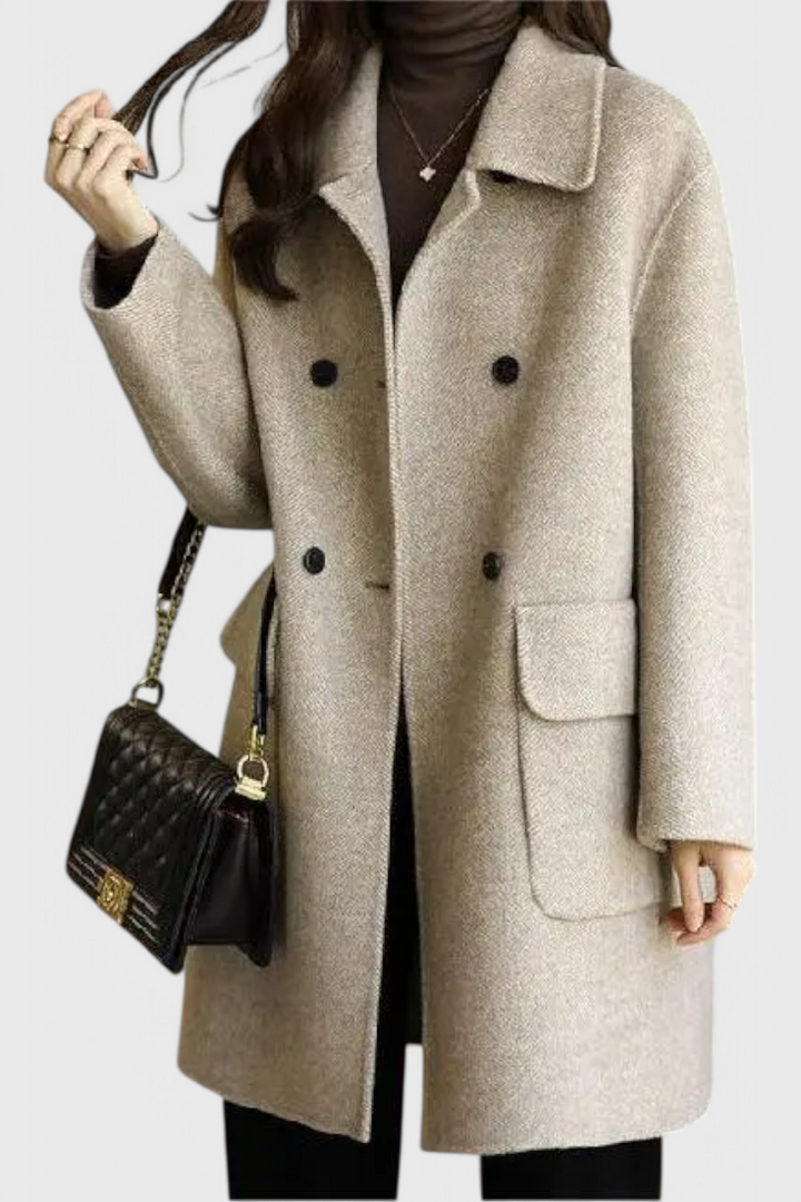Aveline classic double-breasted wool coat front view