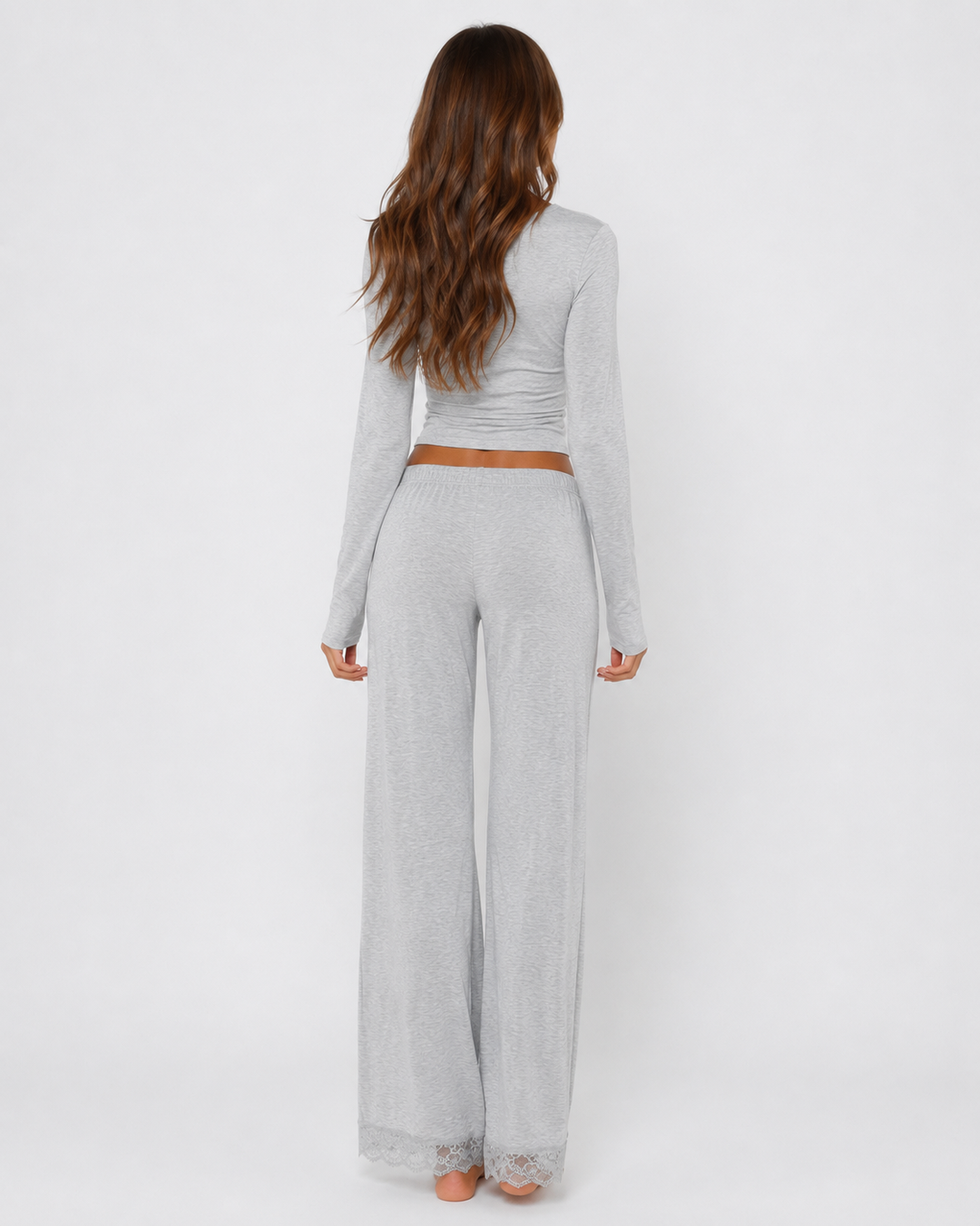 Sunday Soft Lace Set — women's lace sleepwear set, full-length view