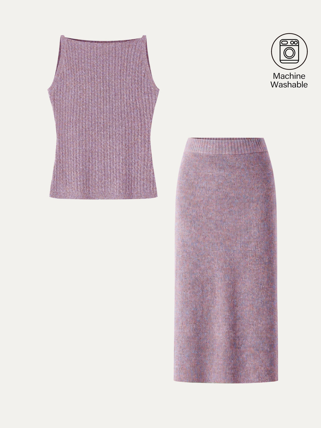 2Pcs Set Merino-Blend Sleeveless Sweater Tank & Merino-Blend Knit Skirt