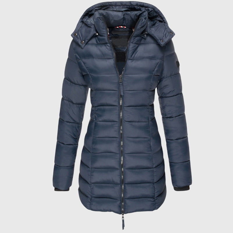 Elise | Women's Long Hooded Down Jacket with Zip Front