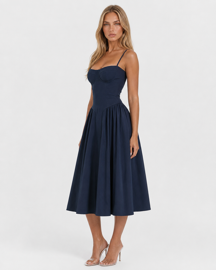 Amour Corset Midi — women's midi dress, back view