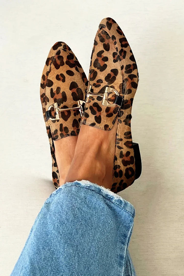 Bianca Stylish Printed Loafers | Metal Buckle — side view