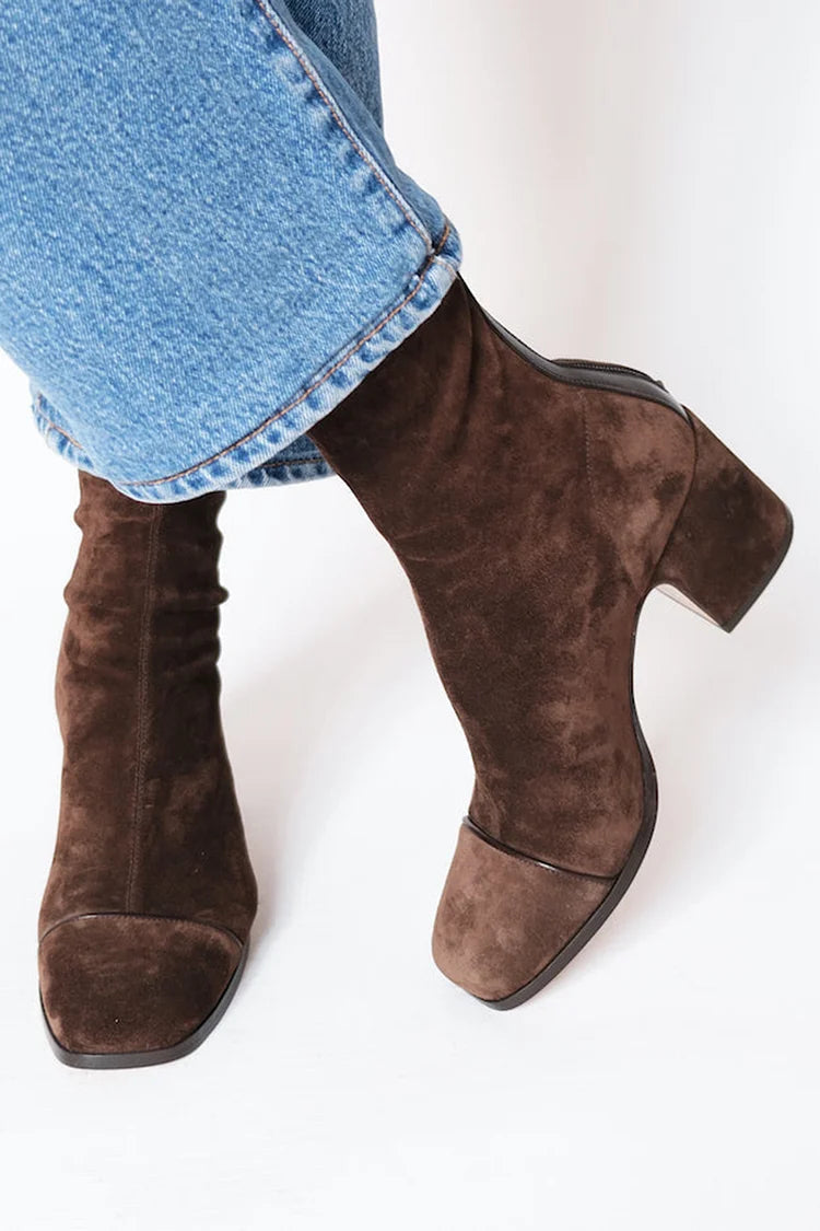 Lily | Women's Suede Block Heel Ankle Boots