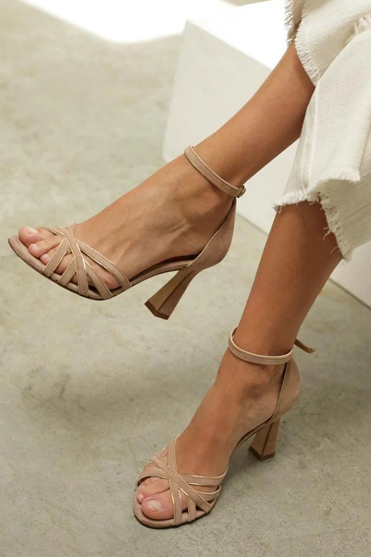 Cross-Strap Heel Sandal — front view