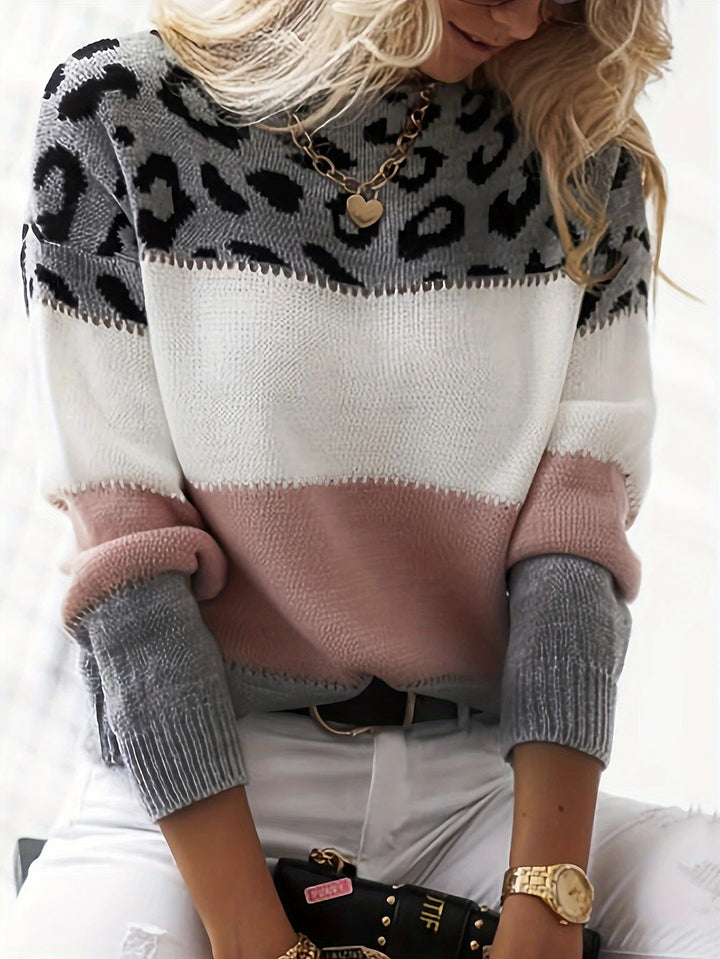 Penelope Stylish Leopard Print Sweater — back view