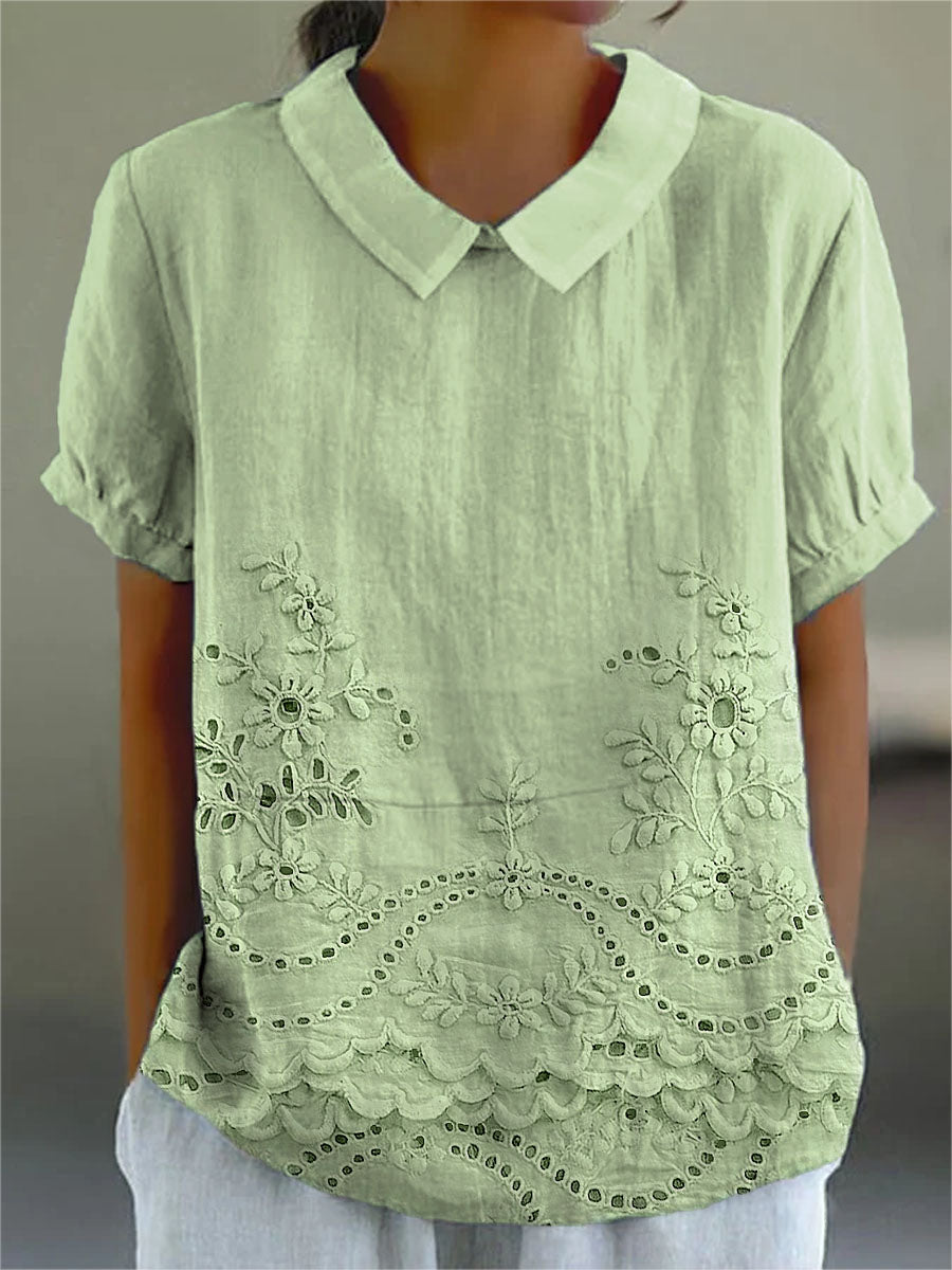 Lily Floral Embroidered Shirt — detail view