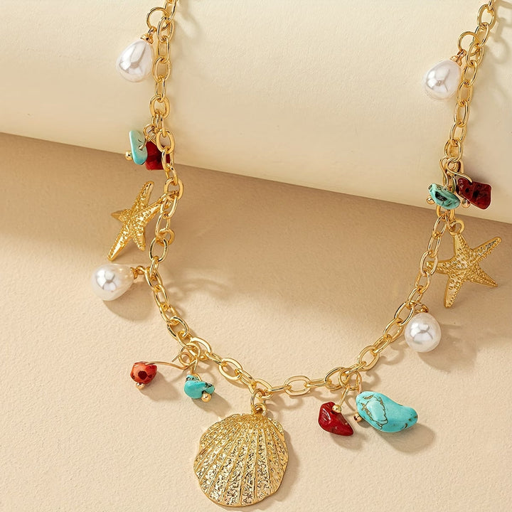 Bracelet laid flat showing pearl and turquoise beads