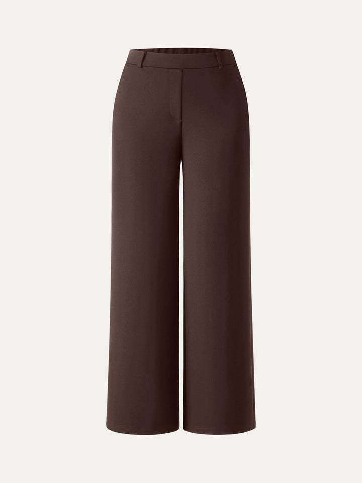 Ponte Mid-Rise Wide-Leg Pants with Pockets