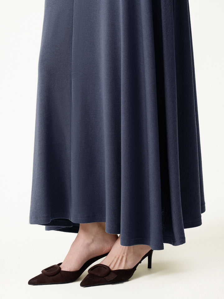 2Pcs Set LiteWarm Surplice Ruched Top & Blend Mid-Rise Umbrella Maxi Skirt