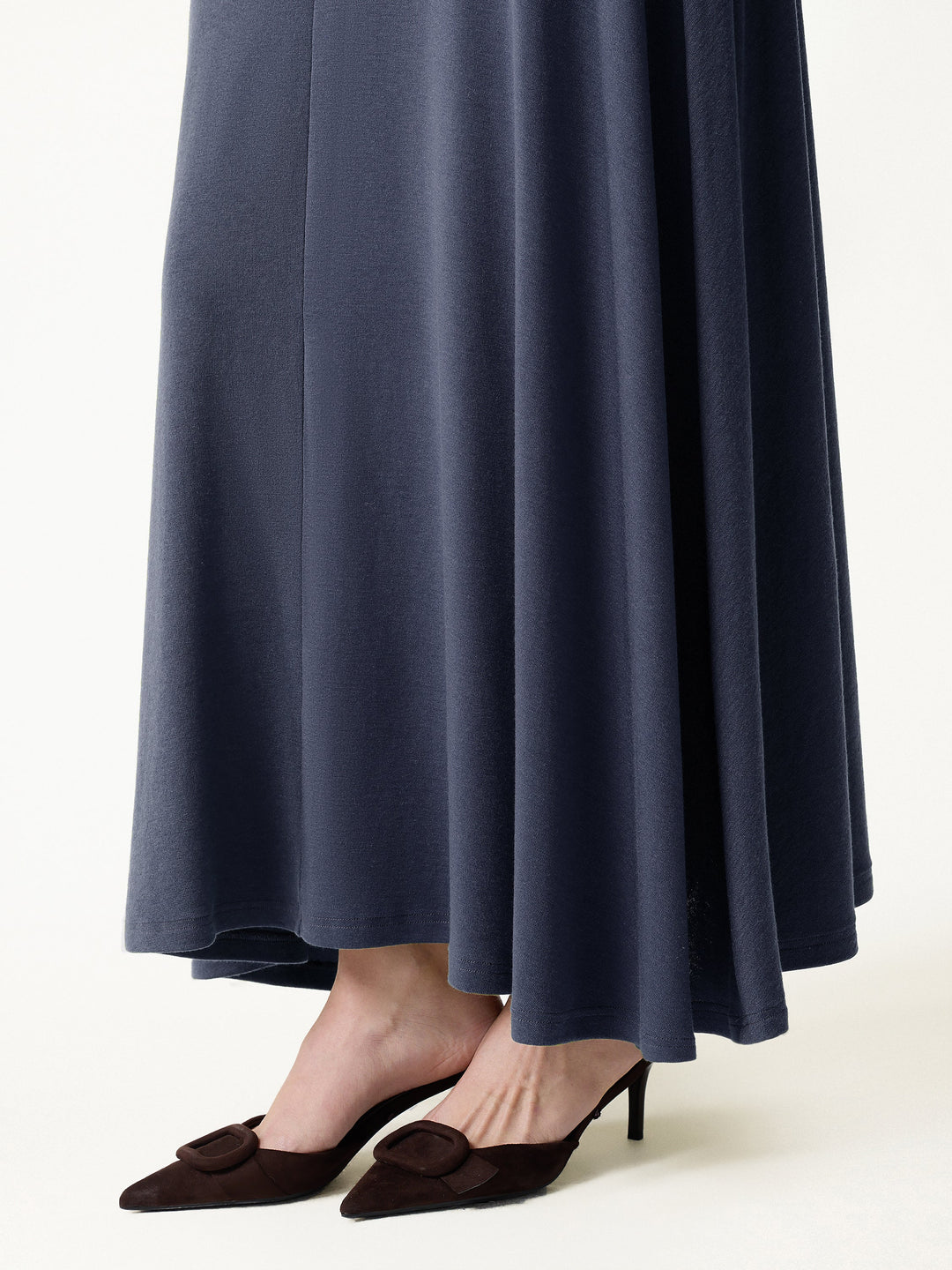 2Pcs Set LiteWarm Surplice Ruched Top & Blend Mid-Rise Umbrella Maxi Skirt