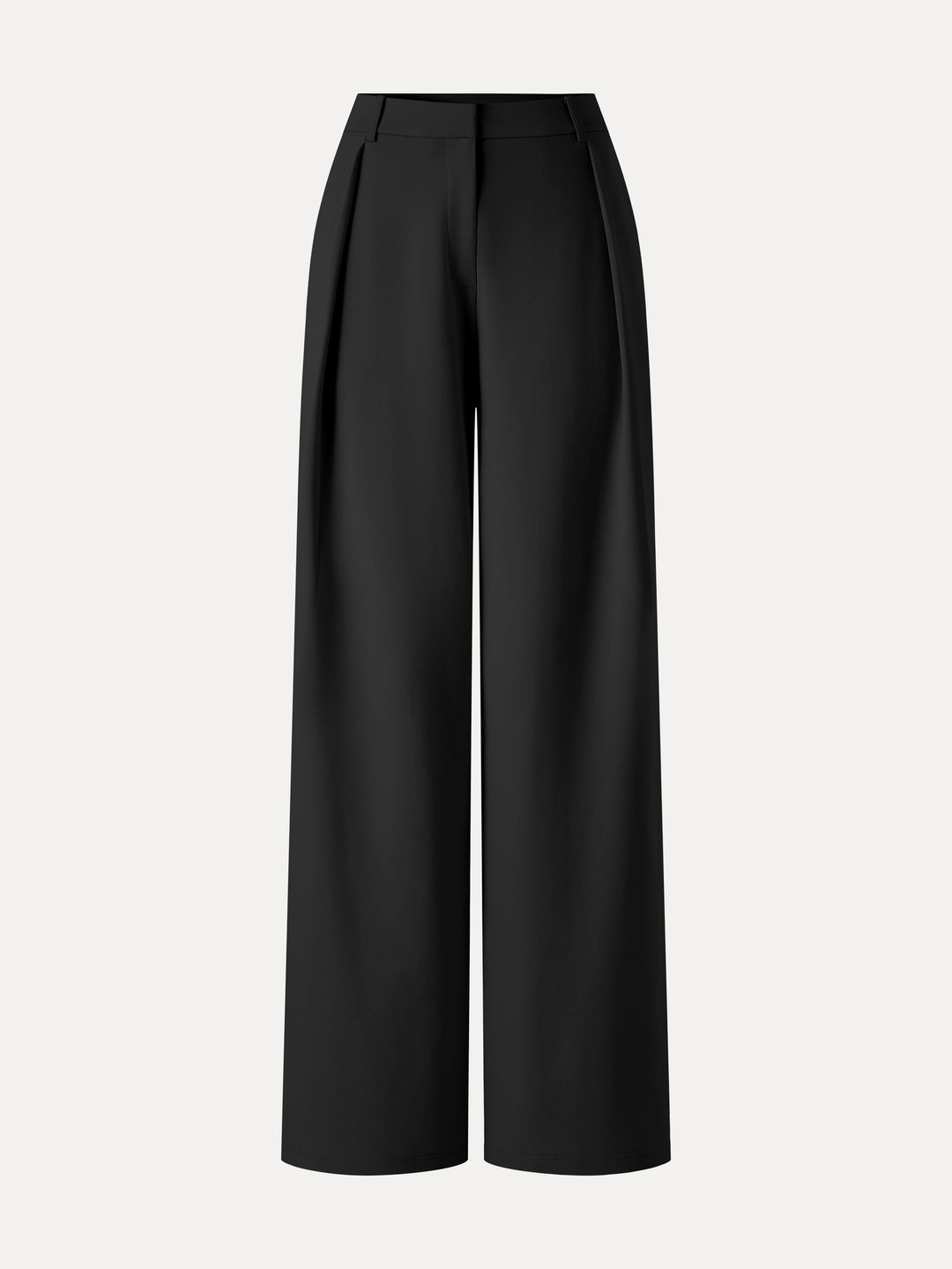 Not-See-Thru High-Rise Wide-Leg Pants with Pockets