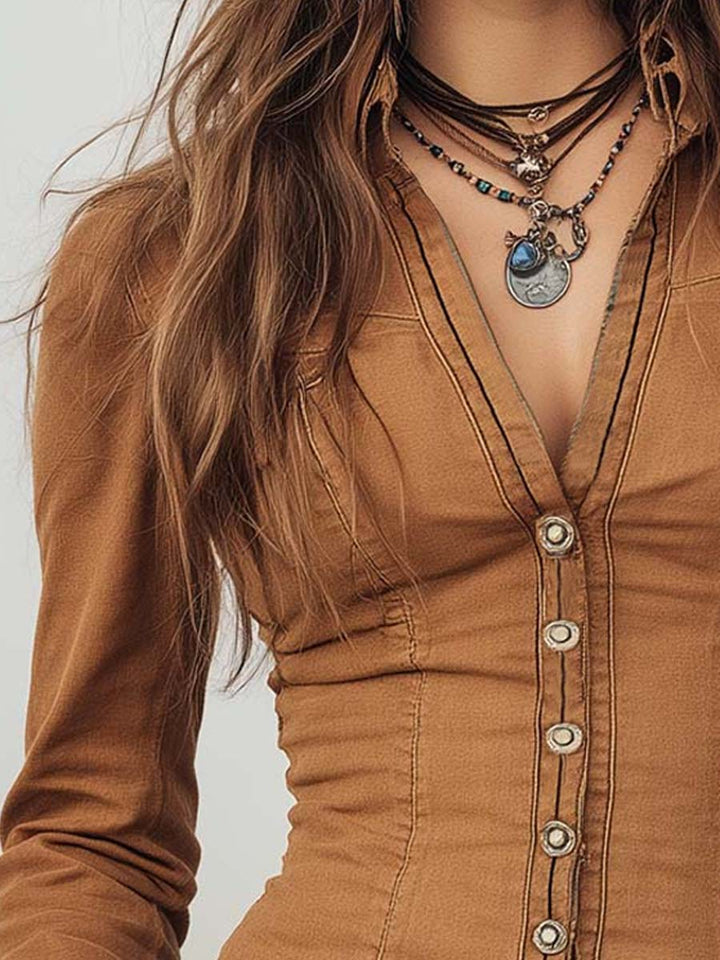 Vintage Washed Camel Shirt With Contrasting Trim | Harry & Kate London