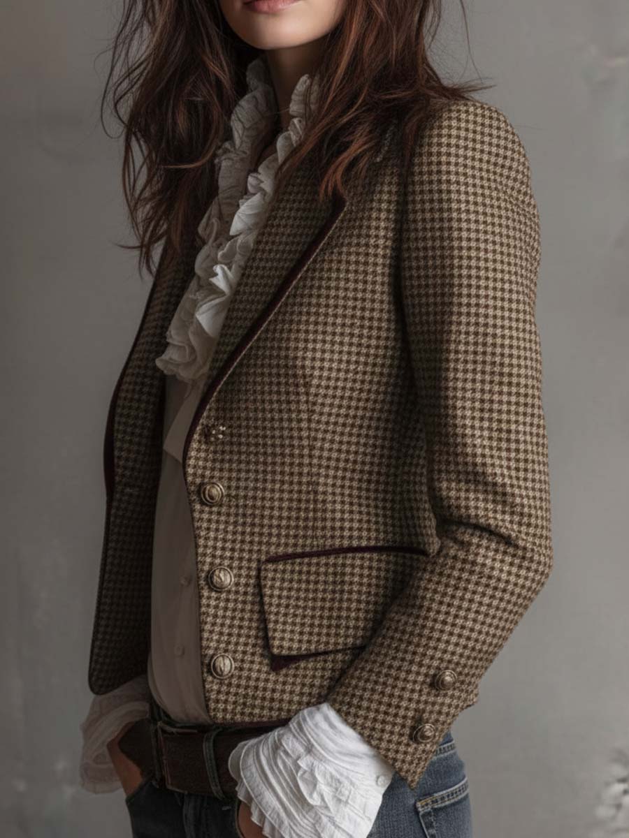 Vintage Tweed Houndstooth Tailored Blazer | Harry & Kate London