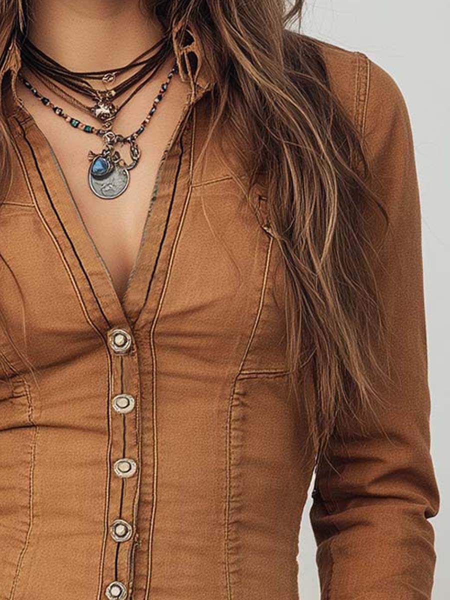Vintage Washed Camel Shirt With Contrasting Trim | Harry & Kate London