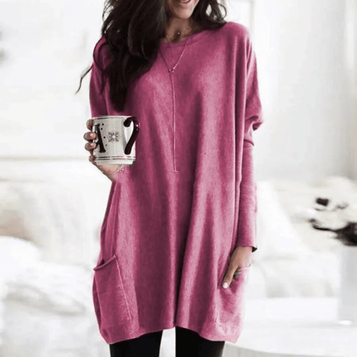 Sophia Casual Pocket Sweater — front view