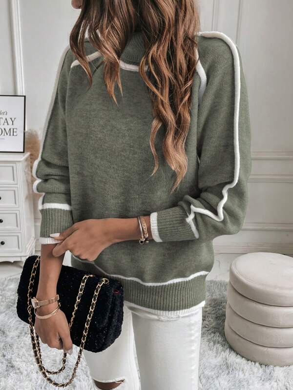 Mary | Women's Cropped Striped Turtleneck Sweater