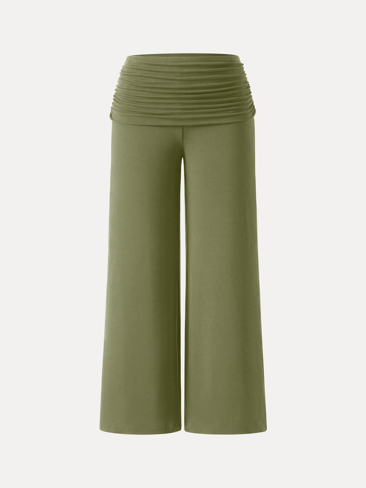 Non-Itchy Wool Blend Drapey Wide Leg Pull-on Pants with Pockets