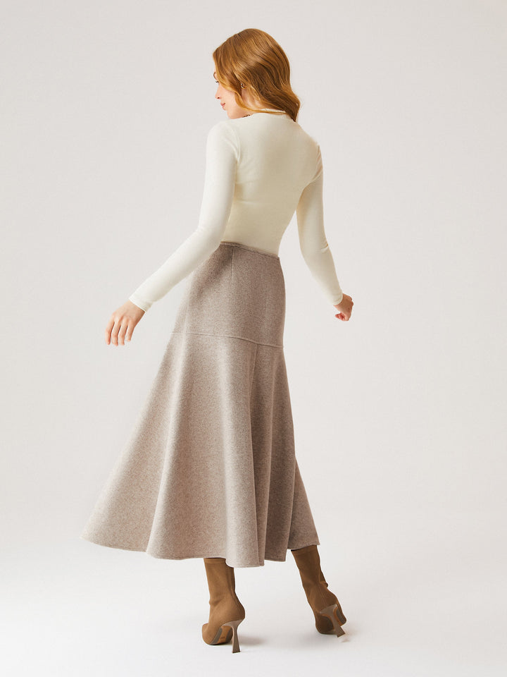 2Pcs Set Shawl Collar Belted Jacket & Mid-Rise Circle Midi Skirt
