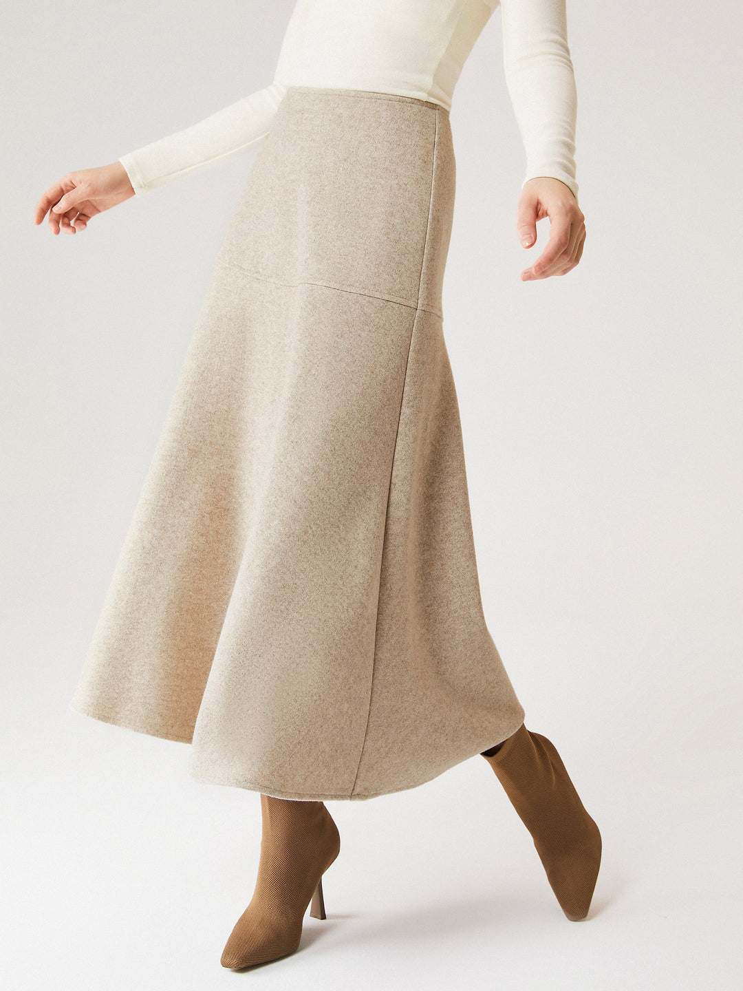 2Pcs Set Shawl Collar Belted Jacket & Mid-Rise Circle Midi Skirt