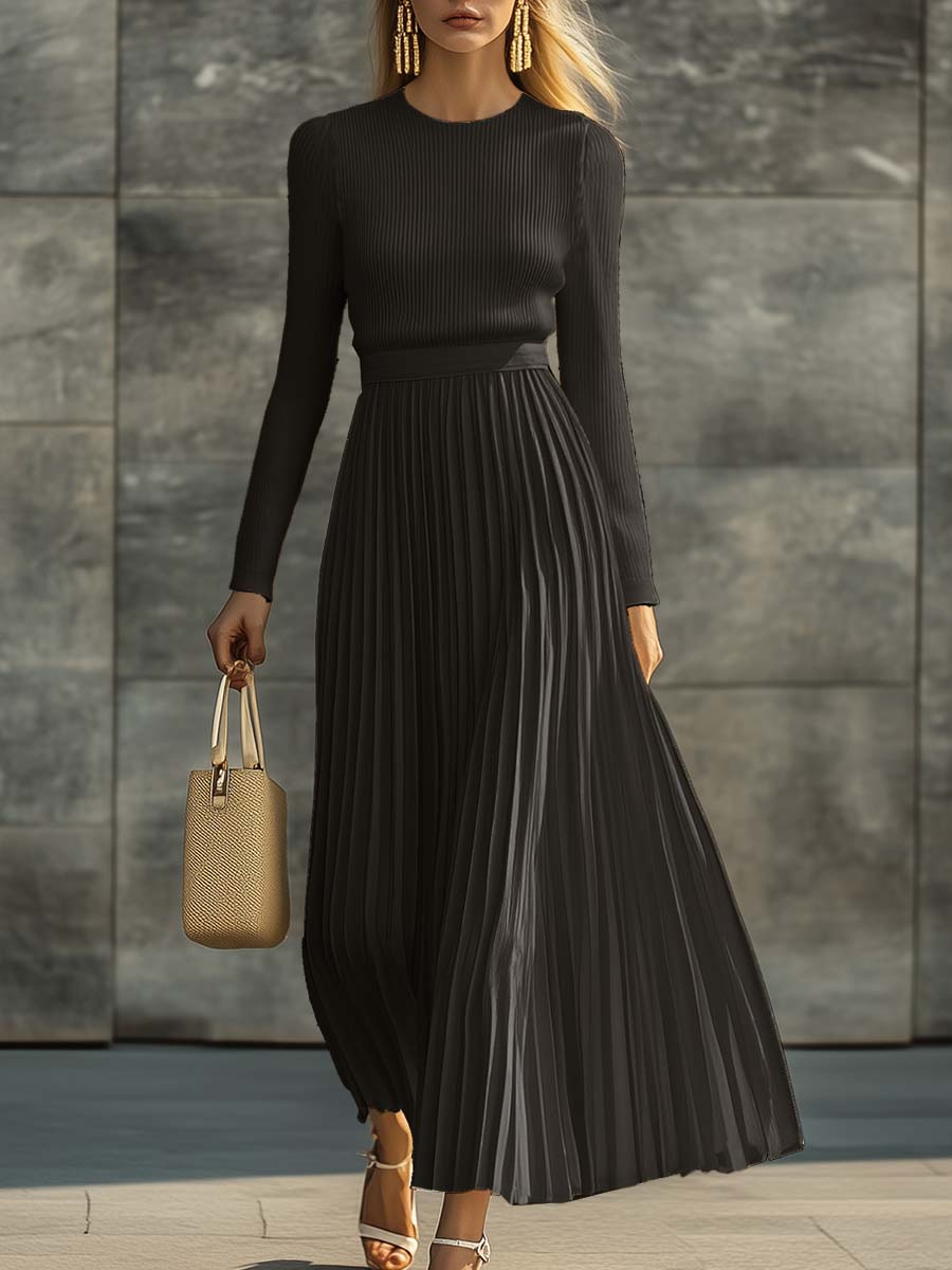 Clara cream knit dress detail – fabric and pleated hem close-up