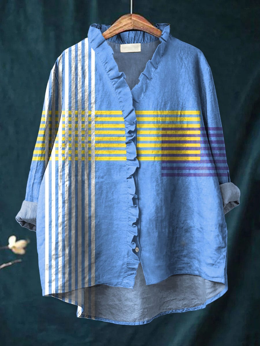 Tina Art Print Blouse — front view