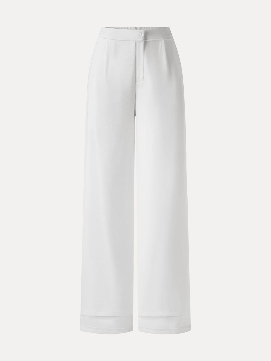 Not-See-Thru High-Rise Wide-Leg Pants with Pockets