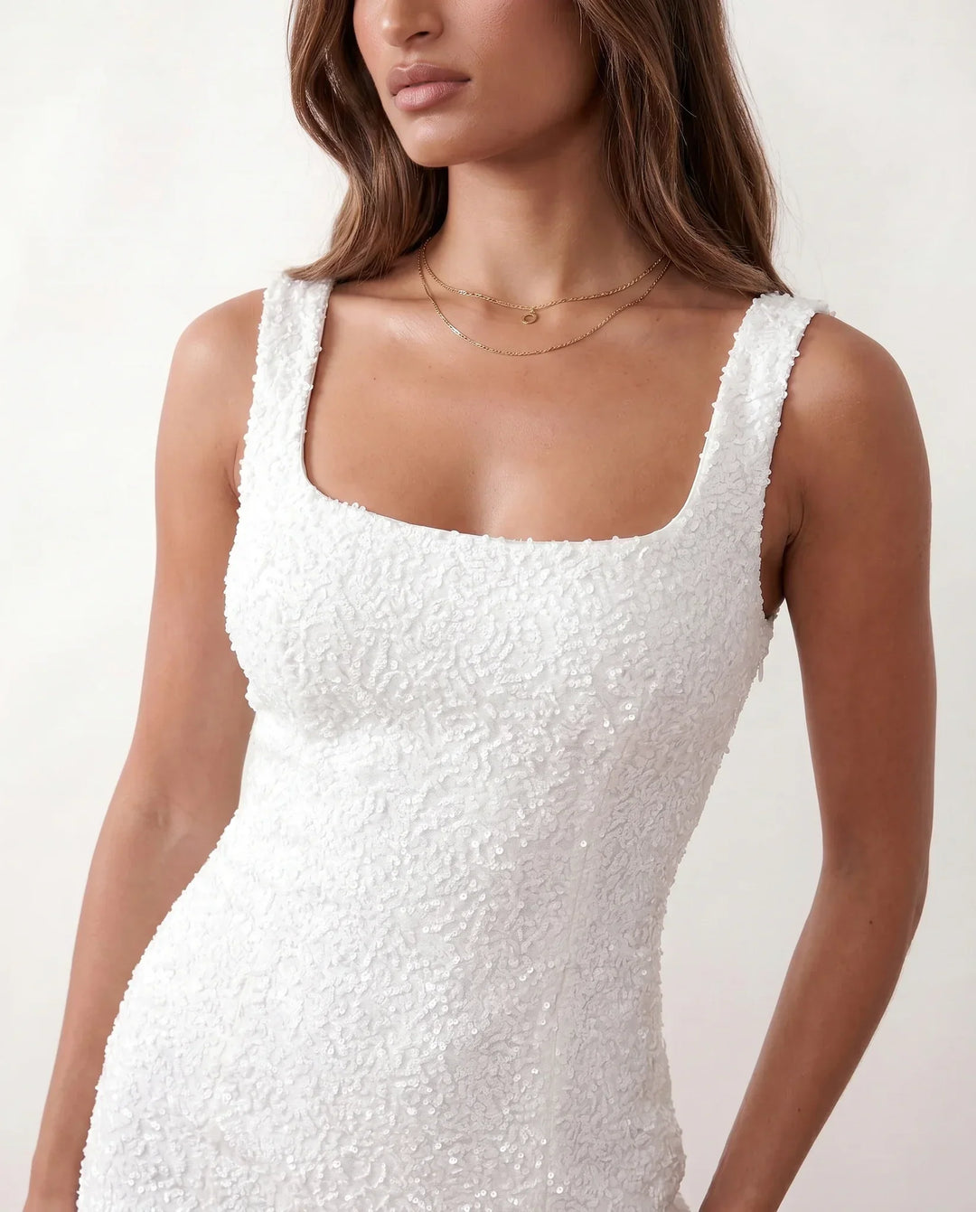 Sequin Square Neck Homecoming Mini Dress