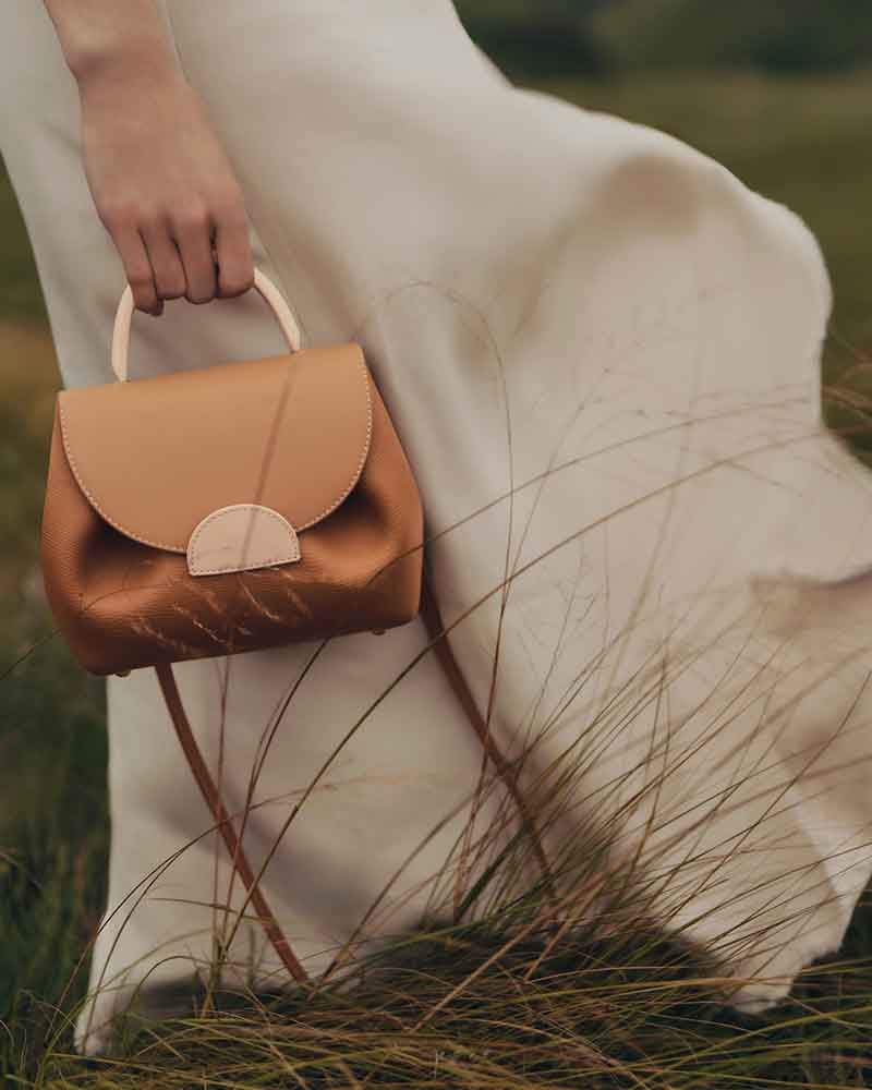 Textured Leather Top Handle Crossbody Satchel Bag