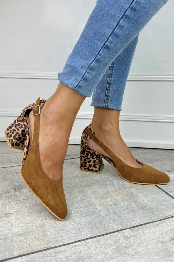 Leopard Print Heel Slingback — front view