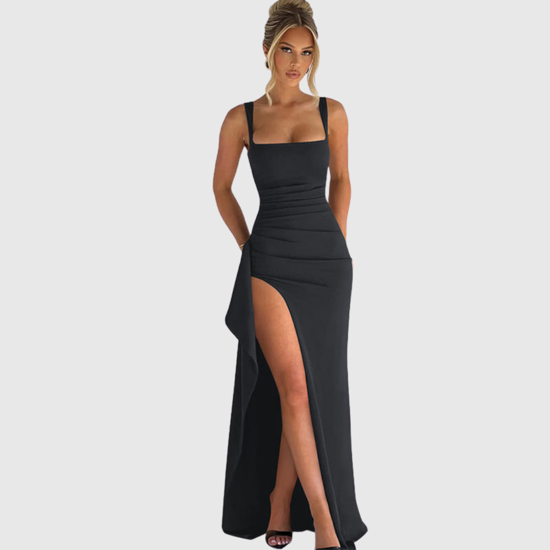 Square Neck Thigh Slit Homecoming Dress