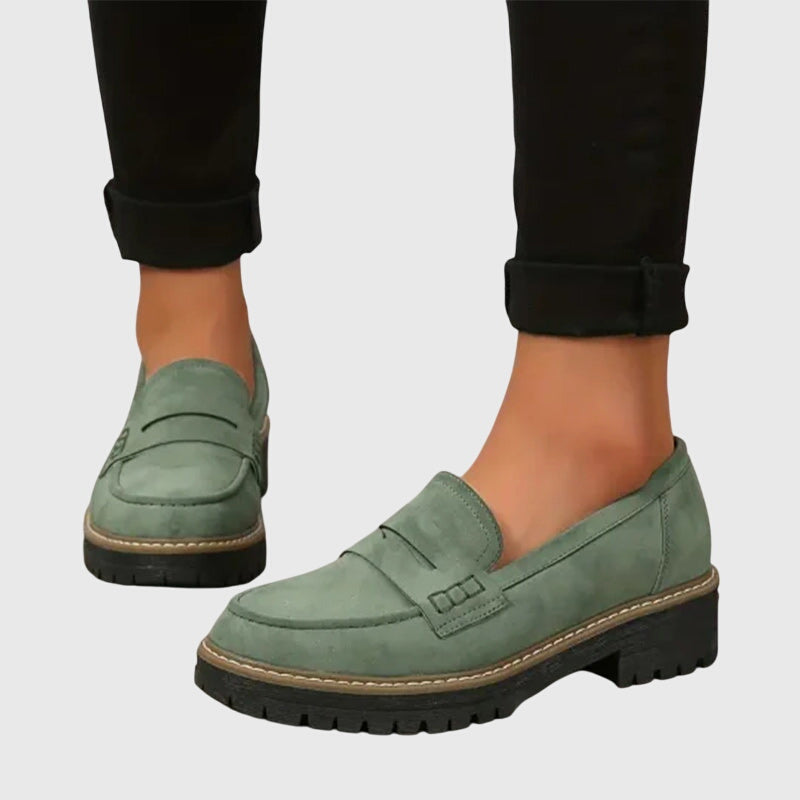 Destiny Timeless Suede Loafers — close-up detail