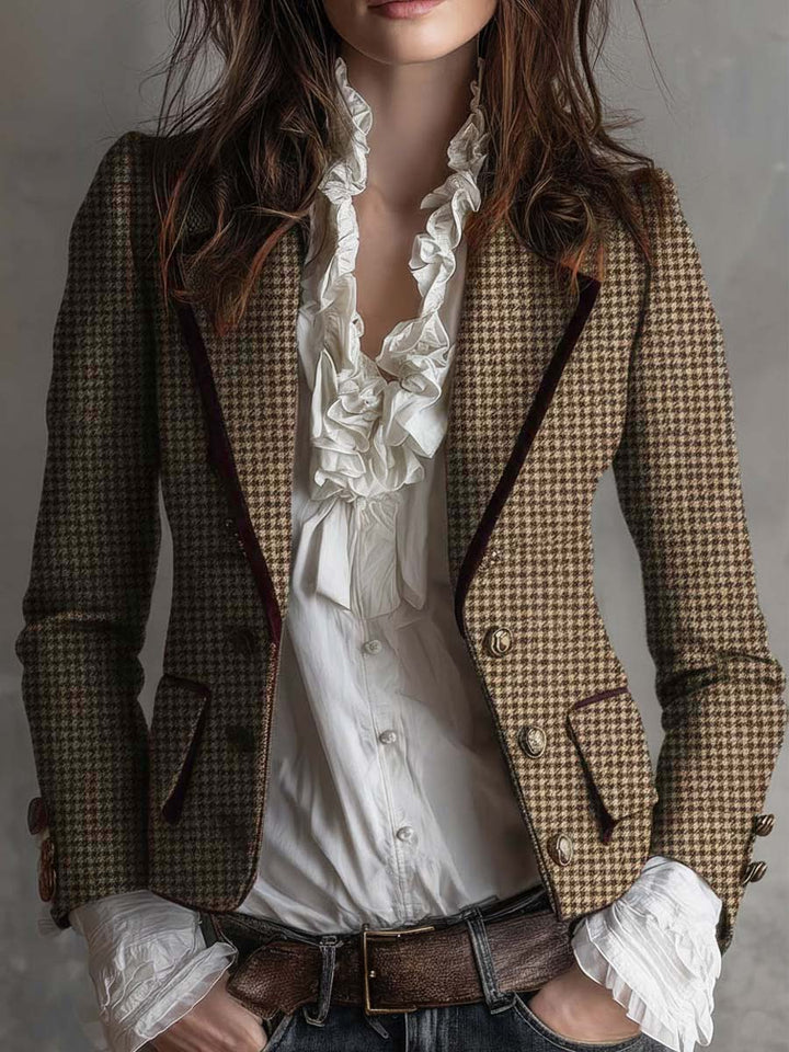 Vintage Tweed Houndstooth Tailored Blazer | Harry & Kate London