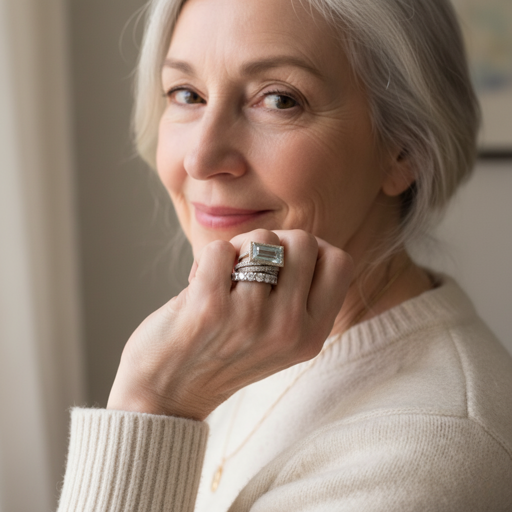 Elizabeth | Vintage Silver Turquoise Glass Ring Set