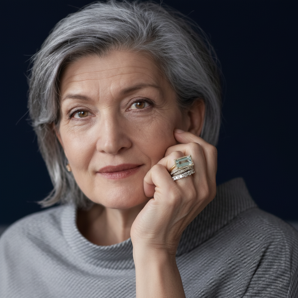 Elizabeth | Vintage Silver Turquoise Glass Ring Set