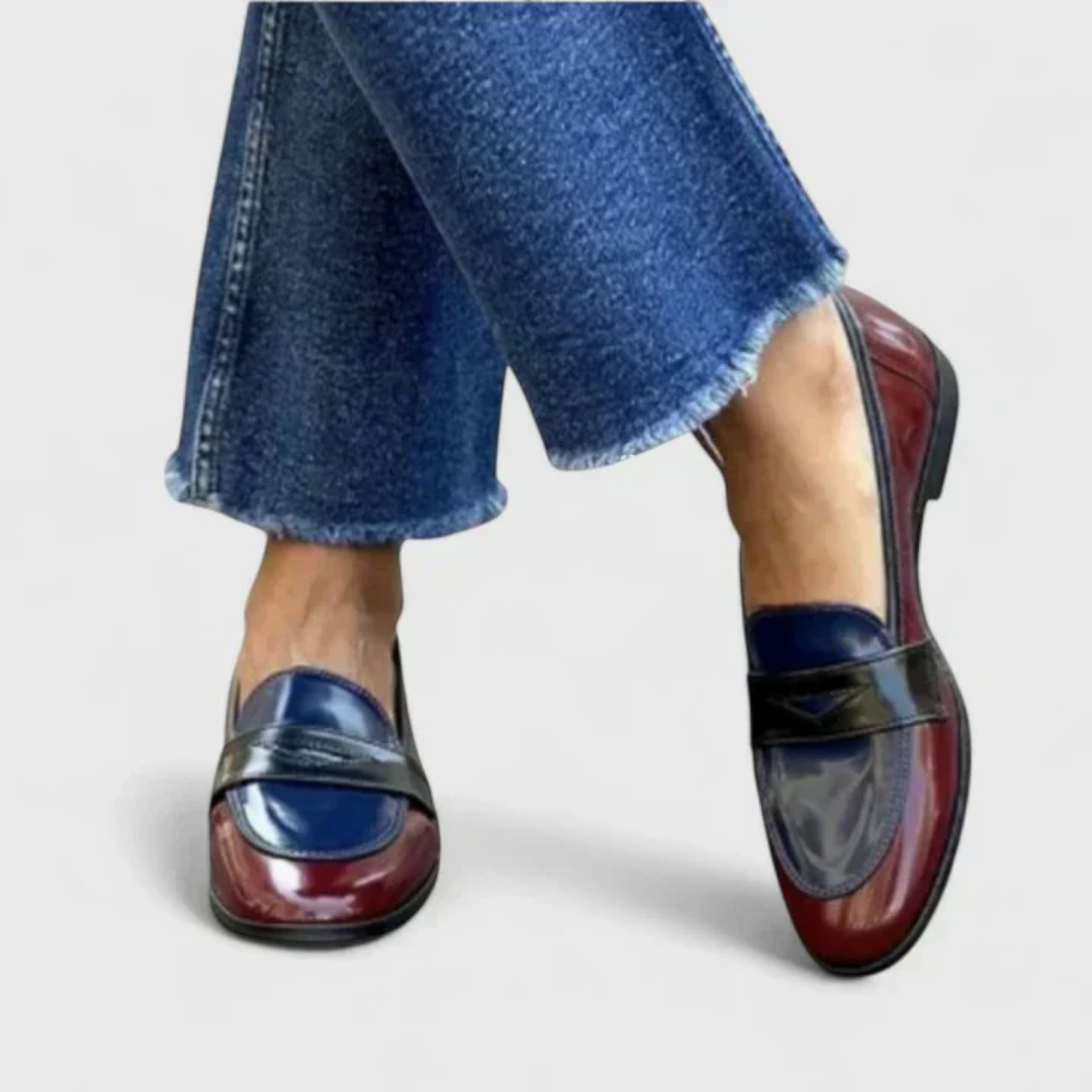 Marleen Navy Heeled Loafers — side view