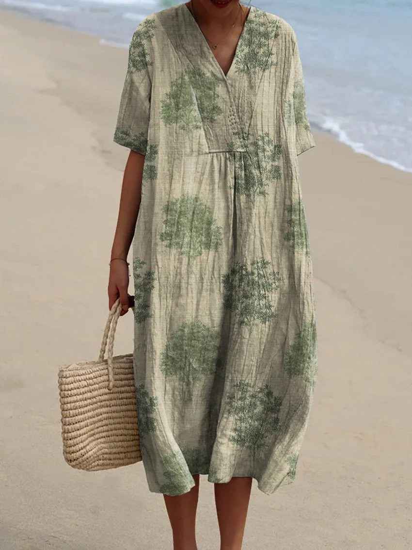 Floral Art Print Vintage Floral Maxi Dress — back view