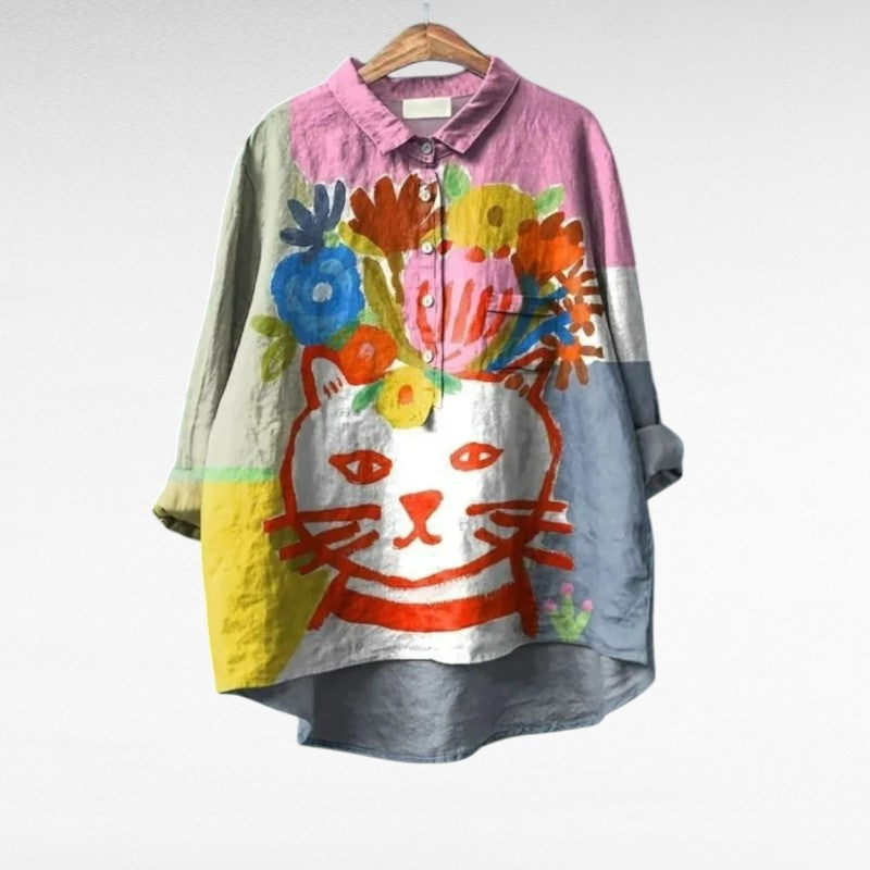 Nancy Colourful Summer Blouse — front view