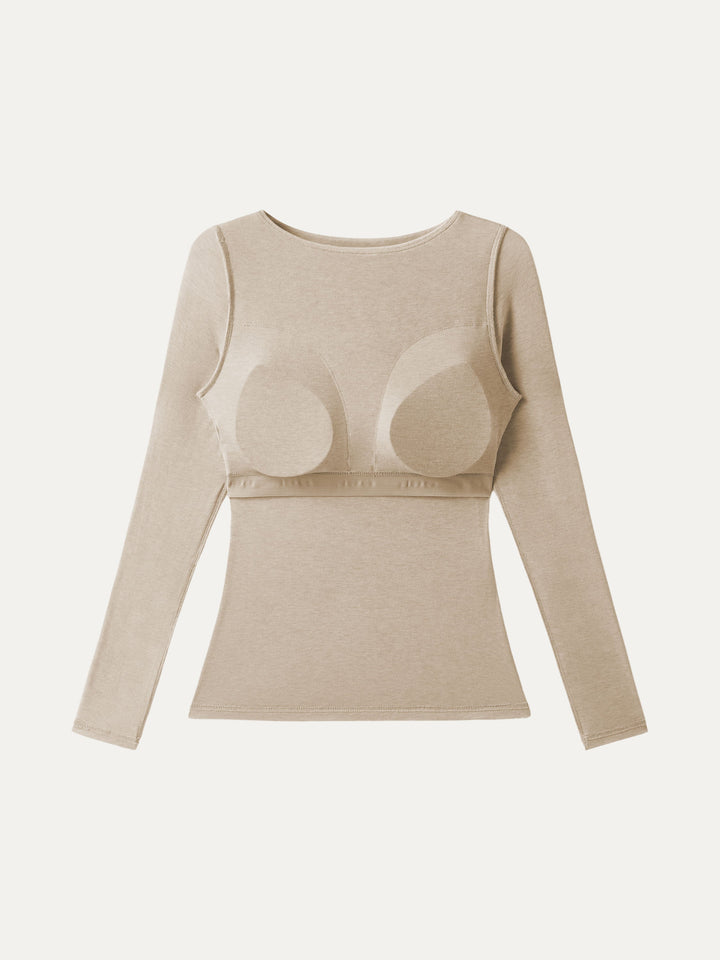 ProWarm Boatneck Ruched Overlap Built-In Bra Top 2.0