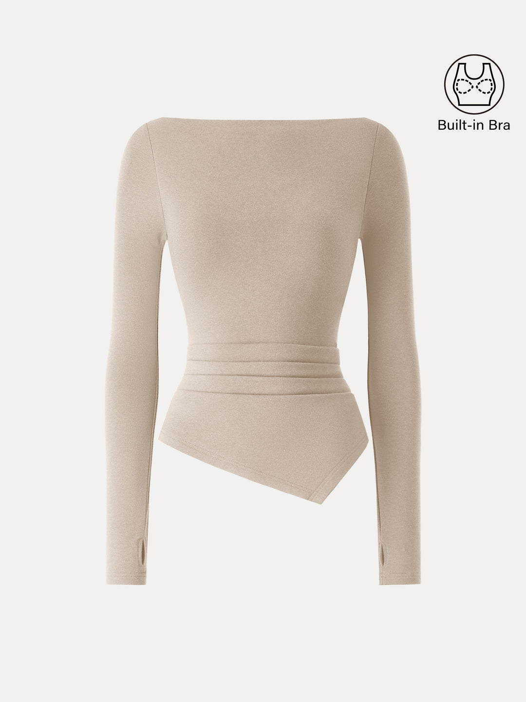 ProWarm Boatneck Side Tucks Asymmetrical Built-In Bra Top 2.0