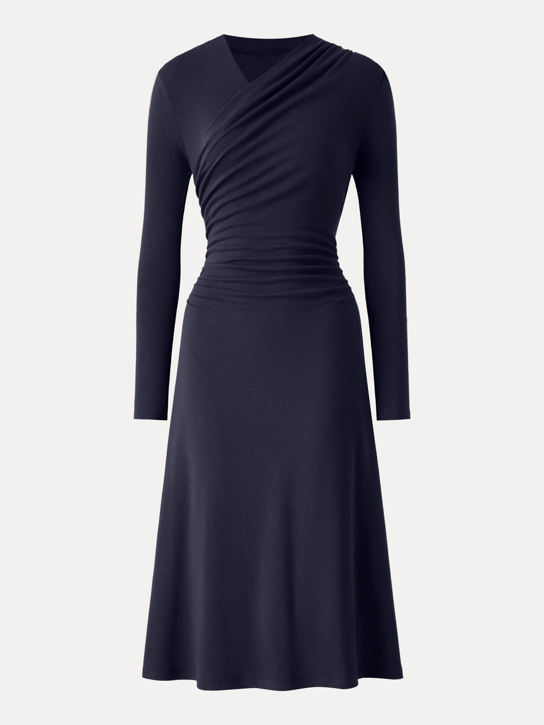 ProWarm Crossover Wrap Neck Long Sleeve Midi Dress