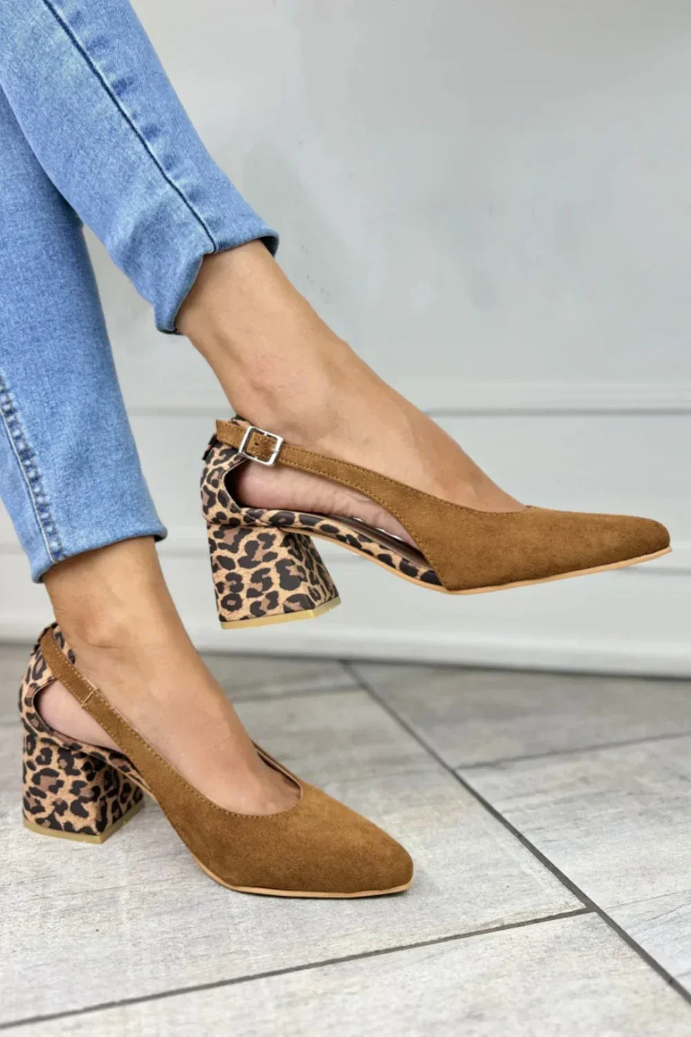 Leopard Print Heel Slingback — side view